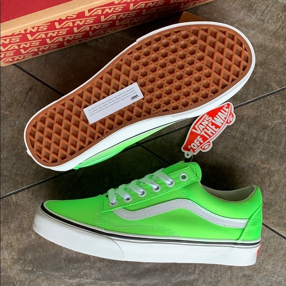 ••VANS OLD SKOOL NEON GREEN GECKO/TRUE WHITE men’s - Picture 3 of 16